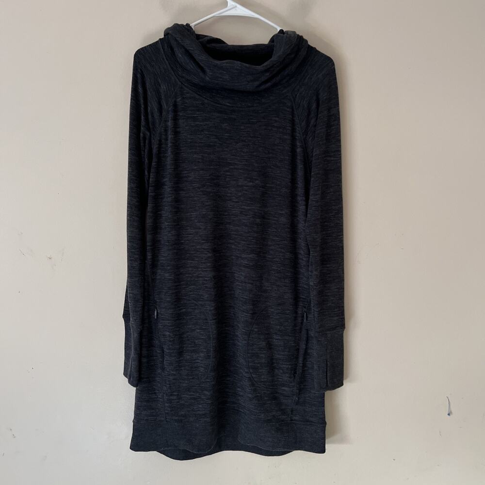 Athleta Long Sleeve Hoodie Dress Heathered Dark Gray Women’s Size Medium